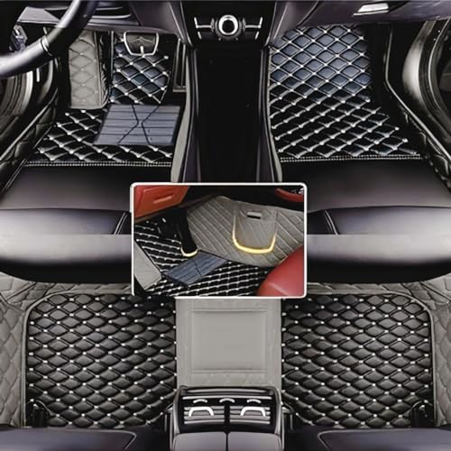 Custom Floor Mats for Audi A1, A3, A4, A5, A6, A7, A8,TT, TTS, Q2, Q3, Q5, Q7, Q8,RS3 RSQ8 S3 S4 S5 S6 S7 S8 e-tron, Q4 e-tron,All Weather Waterproof Luxury Leather (Gray and Black) - color: Gray and Black