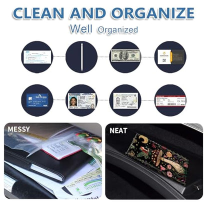 Car Registration and Insurance Holder for Women Men,Automobile License Document Card Holders Vehicle Glove Box Organizer Leather Accessories Driver Essential,Mushroom Moon Flower and Fairy - color: Mushroom Moon Flower and Fairy