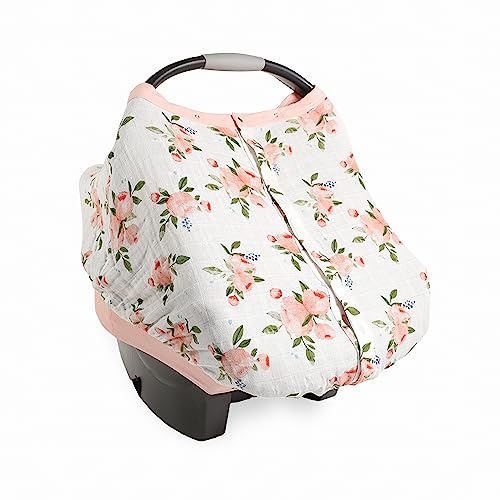 Little Unicorn Baby Car Seat Canopy | Soft & Breathable Muslin Fabric | Magnetic Closure Cover & Universal Fit | for Protection & Privacy | Nursing Cover (Watercolor Roses) - color: Watercolor Roses