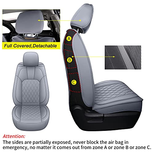 LUCKYMAN CLUB 2007-2021 Tundra Pickup Trucks Car Seat Covers X05-T3 Full Set, Fit SR5 SR Platinum TRD PRO Trims Crew/Crewmax/Extended/Double Cab with Water Proof Faux Leather (Gray Full Set) - color: Gray, size: 2007-2021 Full Set