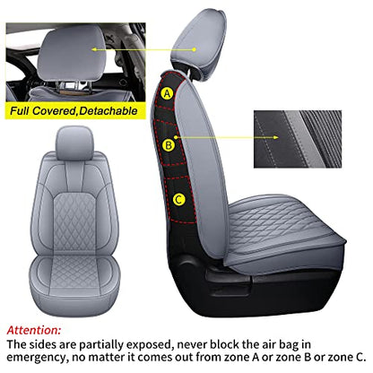 LUCKYMAN CLUB 2007-2021 Tundra Pickup Trucks Car Seat Covers X05-T3 Full Set, Fit SR5 SR Platinum TRD PRO Trims Crew/Crewmax/Extended/Double Cab with Water Proof Faux Leather (Gray Full Set) - color: Gray, size: 2007-2021 Full Set