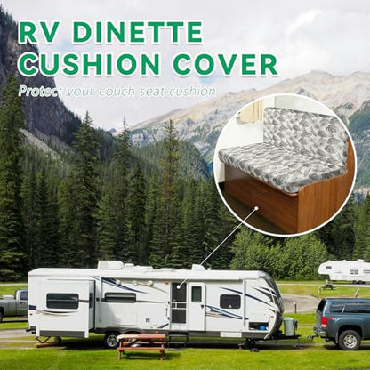 molasofa RV Dinette Cushion Covers, RV Booth Seat Cover Stretchable Camper Cushion Couch Covers Washable Slipcovers for Camper Car Bench (1 Backrest Cover & 1 Bench Cover, Beige Leaves) - color: Beige Leaves, size: 1 Bench Cover & 1 Backrest Cover