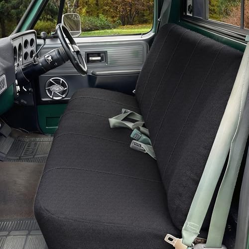 Jokuye Heavy Duty Universal Bench Seat Covers for Ford for Chevrolet for Dodge Full Size Pickup Trucks with Storage Pockets - Black - color: Black, size: Sandwich mesh