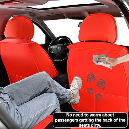 Red Car Seat Covers for Suvs, Sedans, and Pickup Trucks Protect and Upgrade Your Vehicle's Interior Waterproof Leather 5-Piece Complete Set Compatible with Airbags Easy to Install and Clean - color: Red & Black