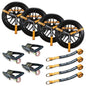 Adjustable Vehicle Tire Tie Down Straps Kit– 4pk Heavy Duty Tire Straps with Snap Hooks 10,000 lbs. Working Load 3333 lbs. Lasso 4 x Tow Strap Kit for Car, Truck, ATV Towing Accessories