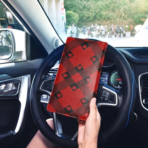linqin Car Registration and Insurance Card Holder, Black Red Glove Box Organizer Card Document Wallet - color: Black Red