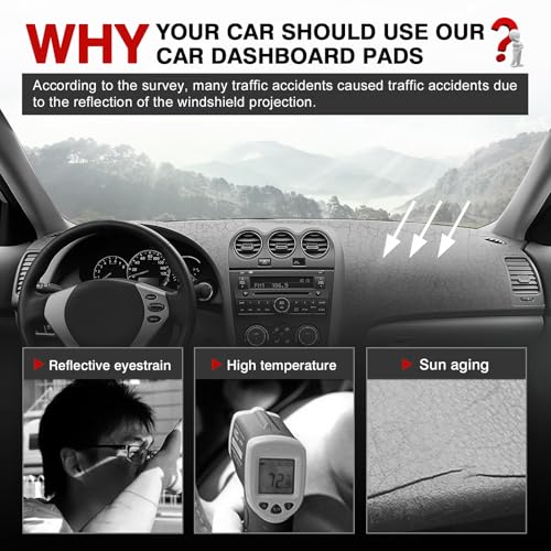 Autorder Gray Dashboard Cover Mat for Nissan Altima 2007-2012 Accessories Dash Cover Upgrade Polyester Dash Mat Sunshade Glare UV Rays Protector - size: Gray 2007-2012 Nissan Altima