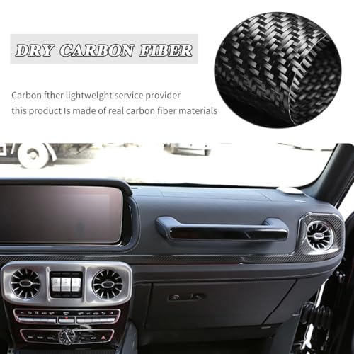Real Carbon Fiber Interior Center Console Side Outlet Trend Decorative Strip for Mercedes-Benz G-Class W464 2019 to 2025 G350 G400 G500 (Black)