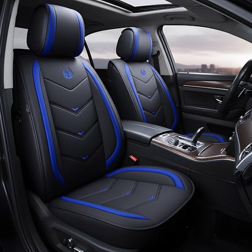 Seat Covers Full Set, Black Seat Covers for Cars 5 Seats, Car Seat Protector, Waterproof Faux Leather Car Seat Cushion, Front and Rear Car Seat Cover Fit for Most Sedans SUV Pick-up Truck (003 Blue) - color: 003-Blue