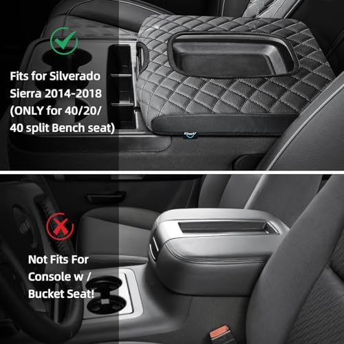 Center Console Cover Compatible with Chevy Silverado 2014 2015 2016 2017 2018 with 40/20/40 Jump Seat Console, Car Armrest Protective Cover, Car Accessories (ONLY for Split Bench Jump Seat) - size: 2014-2018 Silverado Sierra Jump Seat Console