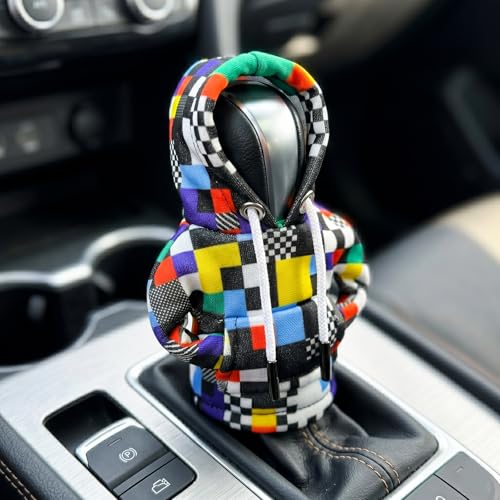 SuperKaKa Car Gear Shift Knob Hoodie Cover with Color Bar Desgin - Universal Automotive Cute Gear Shifter Protector Covers,Comfortable Cars Interior Accessories for Men Women (Color Bar) - color: Color Bar