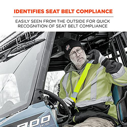 Ergodyne GloWear 8004 High Visibility Reflective Seat Belt Cover, Lime - color: Lime, style: Hi-vis Seat Belt Cover