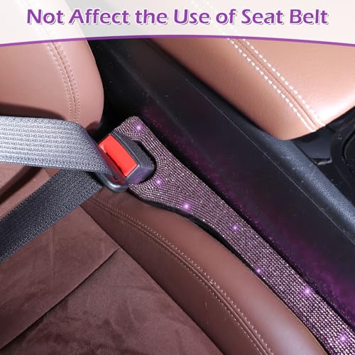 Briwill Purple Car Seat Gap Filler, Set of 2 Handmade Crystal Rhinestone Diamond Purple Gap Filler for Car SUV Truck Purple Bling Car Accessories for Women(Purple) - color: M-Purple