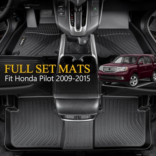 Wailtnb- Floor Mats & Cargo Mats Set Fit Honda Pilot 2015-2009 All Weather Floor Liners for 2015 2014 2013 2012 2021 2010 2009 Pilot Trunk Liner for Honda Pilot Full Sets Accessories - style: 44|For Honda Pilot | 2009-2015 | Backrest Set