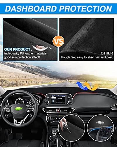 CARTIST Dashboard Cover Custom Fit for Hyundai Santa Fe 2019 2020 2021 2022 2023 Accessories Dash Cover Mat Pad Black （Without HUD） - size: Hyundai Santa Fe 2019-2023（Without HUD）
