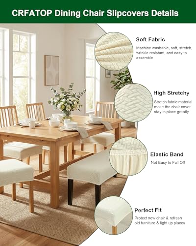 CRFATOP Jacquard Dining Room Chairs Seat Covers Set of 4 with Soft Bench Chair Cover Stretch Kitchen Chair Slipcover Washable Seat Cushion Slipcover Protector for Hotel Ceremony Banquet Wedding,B19 - color: Jacquard B19