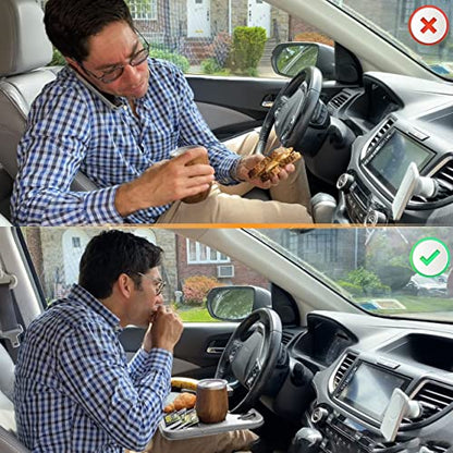 EcoNour 2 in 1 Car Steering Wheel Tray (Grey) | Multipurpose Car Steering Wheel Desk for Laptop and Food | Car Tray for Eating | Steering Wheel Accessories - size: Medium-Grey