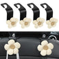 4PCS Car Seat Headrest Hook, Cute Flower Car Seat Back Hanging Hook, Auto Seat Purse Hanger Organizer for Handbag Clothes Coat Grocery Bag, Universal Interior Car Accessories (White)