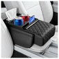 5-in-1 Car Center Console Cover,Leather Car Armrest Cover with Cup Holder/Storage Pocket/Phone Holder/Cars Tissue Holders,Thickened Cars Armrest Storage Box for Relieving Elbow Fatigue (Black) - color: Black