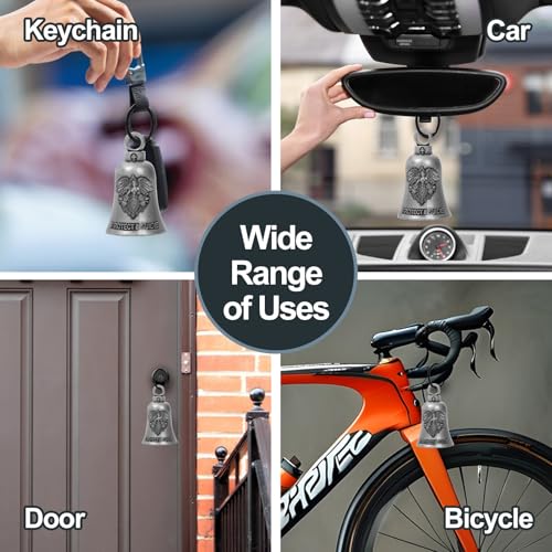 Guardian Bell Motorcycle for Bikers, Guardian Angel Gremlin Bells with 2 Key Chain Ring for Luck Riding, Motorcycle Rider Accessories