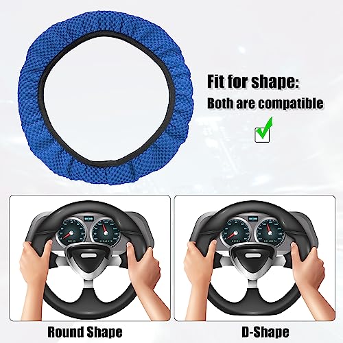 X AUTOHAUX Steering Wheel Cover Universal Elastic Stretch Antislip Breathable Microfiber Ice Silk Interior Trim Wheel Protector for Car Truck SUV Blue - color: Blue
