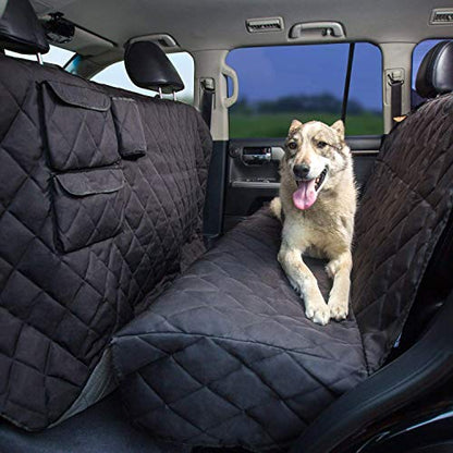 XXL Extra Wide (63”) & Extra Long (94”) with Floor Coverage Dog Seat Cover for Trucks, SUVs & Cars – Heavy Duty, Pet Hammock, Washable + Pet Travel Bowl - color: Black