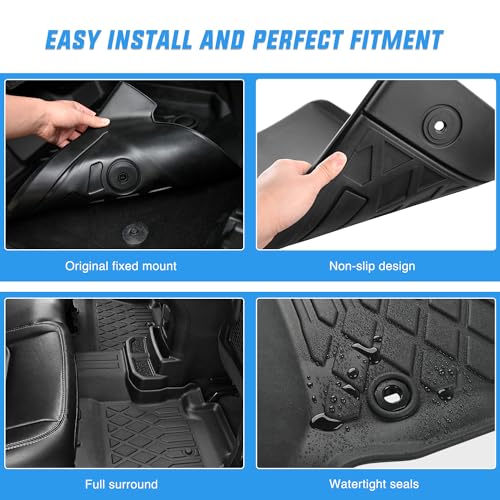 Nilight TPE Floor Mats for Toyota Highlander w/Center Console 2020 2021 2022 2023 2024 2025 2026 (NOT fit Hybrid) All Weather Custom Fit Heavy Duty Floor Liners - size: 2020-2026 Toyota Highlander