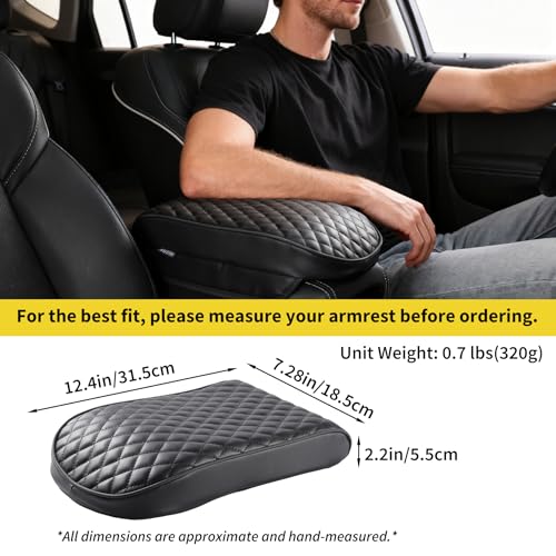 WEIHAO Car Arm Rest Cover Pad, Thick Padding 12.4x7.28x2.2 inch Car Armrest Cushion, Memory Foam Leather Center Console Cushion Pad for Sedans, SUVs, Most Vehicles (Black-1PC) - color: Black (Small 12.4x7.28x2.2 inch)