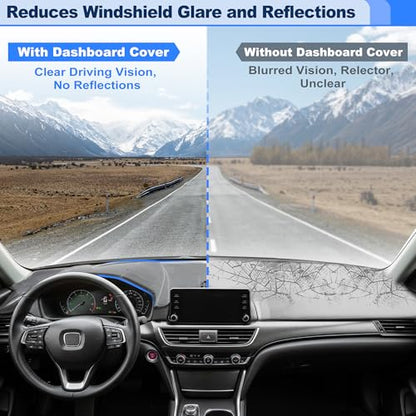 Dashboard Cover with/Without Hud Interior Dash Cover Mat Pad Carpet Non-Slip Dashboard Protector Sunshine UV & Heat Resistant Black - style: for Honda Accord 2023-2026 (with/without Hud)