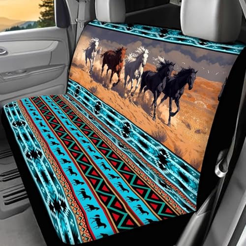 WELLFLYHOM Southwest Horse Car Bench Seat Covers for Truck SUV Aztec Tribal Rear Bench Seat Covers Universal Fit Car Accessories Rear Seat Protector - color: Southwestern Horse Native