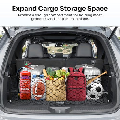 Canvcle Trunk Cargo Net for 2023-2025 2026 Honda Pilot Accessories Envelope Style Mesh Trunk Net Organizer and Storage Stretchable Adjustable Elastic Nylon Rear Cargo Netting with Hooks - style: for Honda Pilot