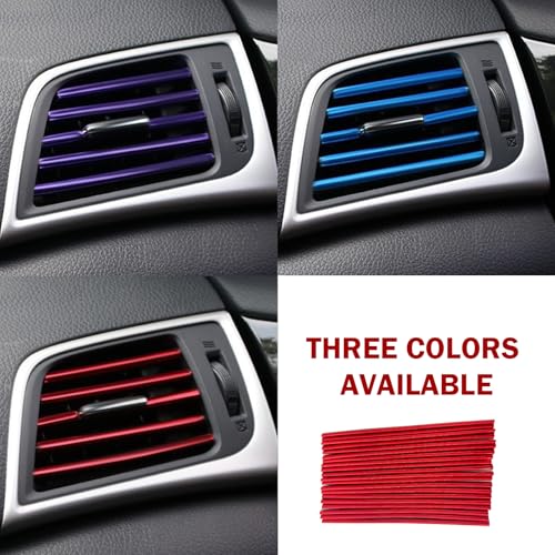 20PCS Car Vent Outlet Trim, Bendable Air Conditioner Vent Decoration Strip, Universal Auto Air Oulet Strips, for Most Vehicles (Red)