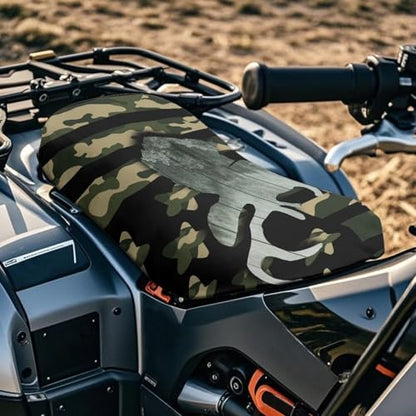 Camo Flag ATV Seat Covers Four-Wheeler Seat Cover Waterproof Polyester, Universal Fit for Most ATV Soft Anti-Slip Breathable Padded Protector Powersports Seat Covers