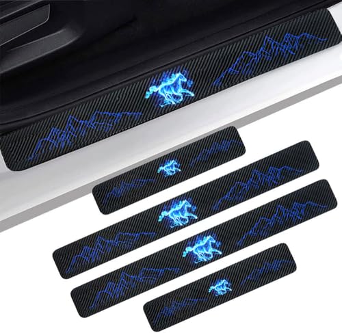 4PCS Carbon Fiber Door Sill Protectors Front/Rear Anti-Scratch Entry Guard fit for Bronco Mustang Accessories - color: door-02