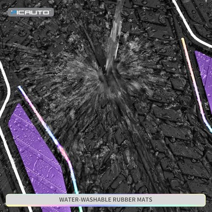 PIC AUTO Car Floor Mats, Purple Aluminum-Molded with Full-Circle Iridescent Inlay Strip Car Mats, Universal-Fit Rubber Mats for Cars, Trucks & SUVs, All-Weather, Non-Slip, Easy-to-Clean Interior Mats - color: Purple