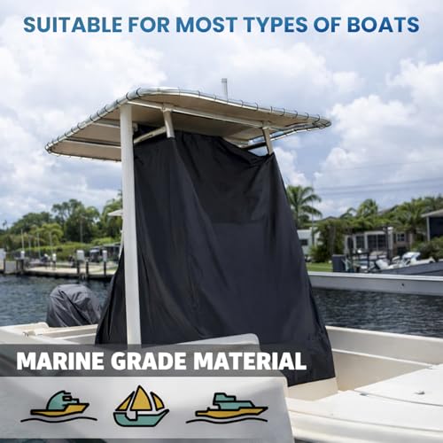 T-Top Center Console Cover for Boat - 600D Waterproof Marine Grade Canvas, Heavy Duty (Black, 48" W x 69" L x 71" H)