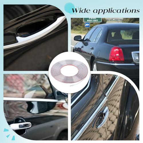 MAYJOYDIY 42.7Ft Automotive Chrome Trim Molding Universal Car Side Molding UV Protected Decorative Scratch-Proof for All Vehicles Body Door Window Bumper Self Adhesive, 1/4"(6.5mm) - size: 0.26"