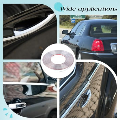 MAYJOYDIY 42.7Ft Automotive Chrome Trim Molding Universal Car Side Molding UV Protected Decorative Scratch-Proof for All Vehicles Body Door Window Bumper Self Adhesive, 1/4"(6.5mm) - size: 0.26"