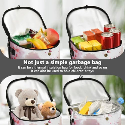 MNSRUU Car Trash Can with Lid, Flamingos and Flowers Car Trash Bag Hanging Organizers and Storage for Front Back Seat, Leak-Proof Trash Bin - color: Flamingos A 0325