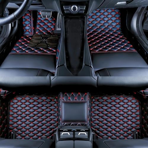 Custom Car Floor Mats Suitable for Cars, SUVs, Sports Cars, Trucks, car mats All-Weather Personalized, Fully Cover Luxury car Foot mats, Non-Slip Floor mats. (Black Red Line) - color: Black Red Line