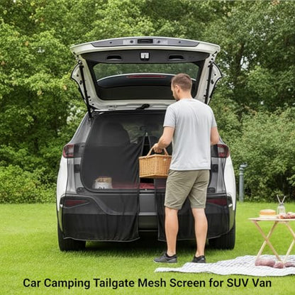 Car Tailgate Mesh Screen for SUV, CUV, MPV, Van, Ventilation Breathable and Anti-Mosquito Magnetic Mosquito Net Tailgate Essentials Car Camping Accessories - size: Half Wrap Tailgate Nets