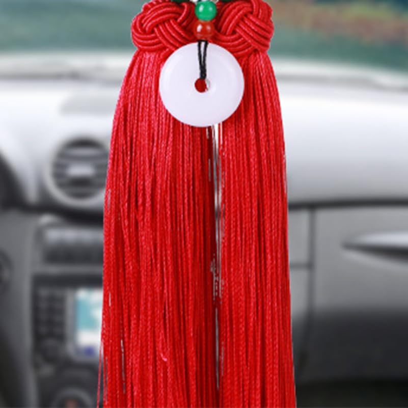 Garneck Car Rear View Mirror Charm Hanging Beads Lotus Pendant Chinese Knot Tassel Car Interior Decoration Home Ornament