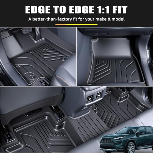 Floor Mats & Cargo Liners Set for Toyota RAV4 2019-2025 (Include Hybrid), TPE All Weather Cargo Mat Backrest Mat Cargo Liner RAV4 Full Set Mats - size: 19-25 Full Set