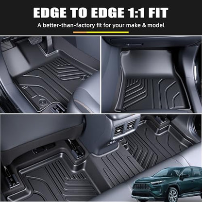 Floor Mats & Cargo Liners Set for Toyota RAV4 2019-2025 (Include Hybrid), TPE All Weather Cargo Mat Backrest Mat Cargo Liner RAV4 Full Set Mats - size: 19-25 Full Set