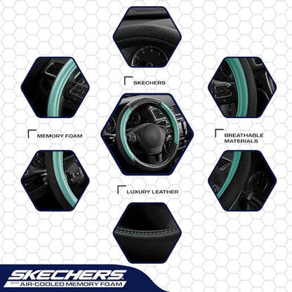 Skechers Air-Cooled Steering Wheel Cover,Air Cool Mesh Leather Car Steering Wheel Cover Universal Fit 14" 1/2-15" Car Wheel Protector for Men Women Fit Suvs,Vans,Sedans,Car,Trucks,Mint - color: Mint