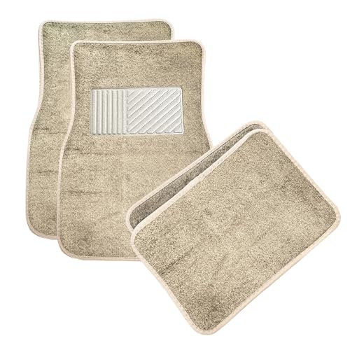 4PCS Car Floor Mats, Anti-Slip Waterproof Car Carpets with Safety Heel Pad, Heavy Duty Floor Mat for All Weather Protection, Universal Trim to Fit for Sedans Trucks SUVs (Beige) - color: Beige