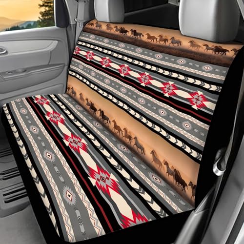 WELLFLYHOM Aztec Tribal Rear Bench Seat Covers for Cars Truck SUV Southwestern Horse Auto Seat Cover for Bench Seat Universal Fit Car Back Seat Cover Truck Accessories - color: Aztec Tribal Southwestern Horse