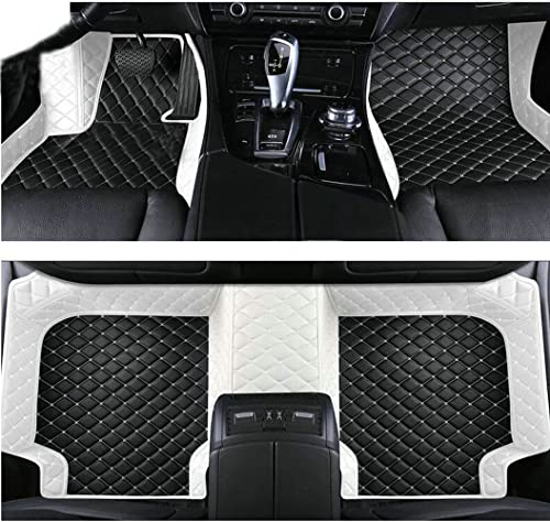 Custom Waterproof Leather Car Floor Mats Fit for Most Car SUV Truck & Sportscar All Weather Protection Vehicles (Black+White) - color: Black+White