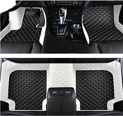 Custom Waterproof Leather Car Floor Mats Fit for Most Car SUV Truck & Sportscar All Weather Protection Vehicles (Black+White) - color: Black+White