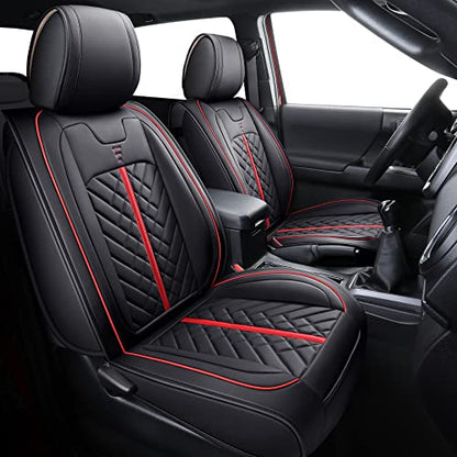 Tacoma Seat Covers Compatible with Toyota Tacoma 2005-2024 2025 2026 Truck Access Crew Double Extended Cab TRD Sport Offroad Limited SR5 V6 Airbag Compatible Car Cushions(Full Set/Black-Red) - color: Full Set/Black-Red